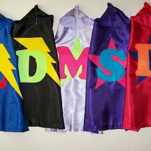 SUPERHERO POWER CAPES, Single-Sided with Emblem and Initial