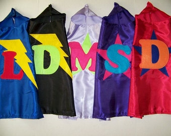 SUPERHERO POWER CAPES, Single-Sided with Emblem and Initial