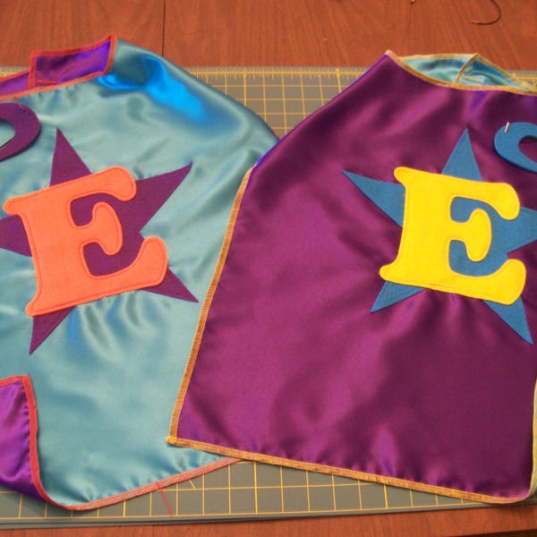 Personalized double-sided cape with mask, Superhero Party CAPES
