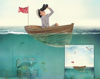 Sailing Boat Photoshop Background Summer Photo Composite Kit Digital Download
