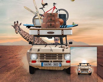 Graduation Photo Backdrop Whimsical Road Trip Adventure Digital Download PSD File