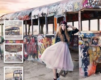 Graffiti Bus Digital Backgrounds Urban Photography Backdrops Set of 5 JPG Downloads