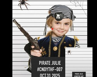 Halloween Mugshot Photo Background Fun Fall Portrait Backdrop PSD + JPG