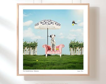 Dalmatian Wall Art Print Tennis Dog Artwork Whimsical Home Decor Sports Room Decor