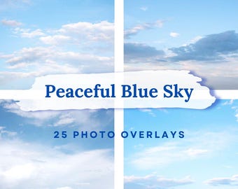 Soft Blue Sky and Cloud Overlay Digital Backdrop Pack