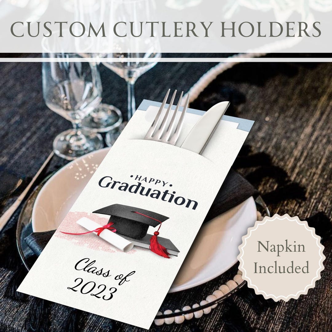 Graduation Handle Personalized Graduation Cutlery Holders With Napkins: Celebration ...