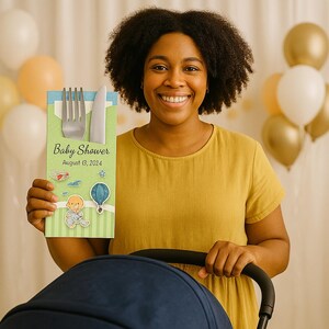 Personalisierte Babypartybesteckhalter mit Premium-Servietten | Party Decor, Ideen, Design, Geschirr, Feier, Geschenk, Lieferungen, Andenken