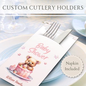 Personalisierte Babypartybesteckhalter mit Premium-Servietten | Party Decor, Ideen, Design, Geschirr, Feier, Geschenk, Lieferungen, Andenken
