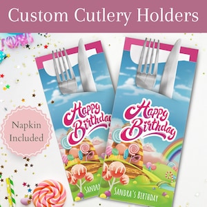 Personalisierte Geburtstagsbesteckhalter mit Premium-Servietten | Alles Gute zum Geburtstag, Party Decor, Ideen, Geschirr, Feier, Zubehör, Geschenke