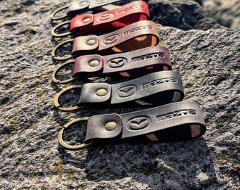 Personalized Mazda Leather Keyring