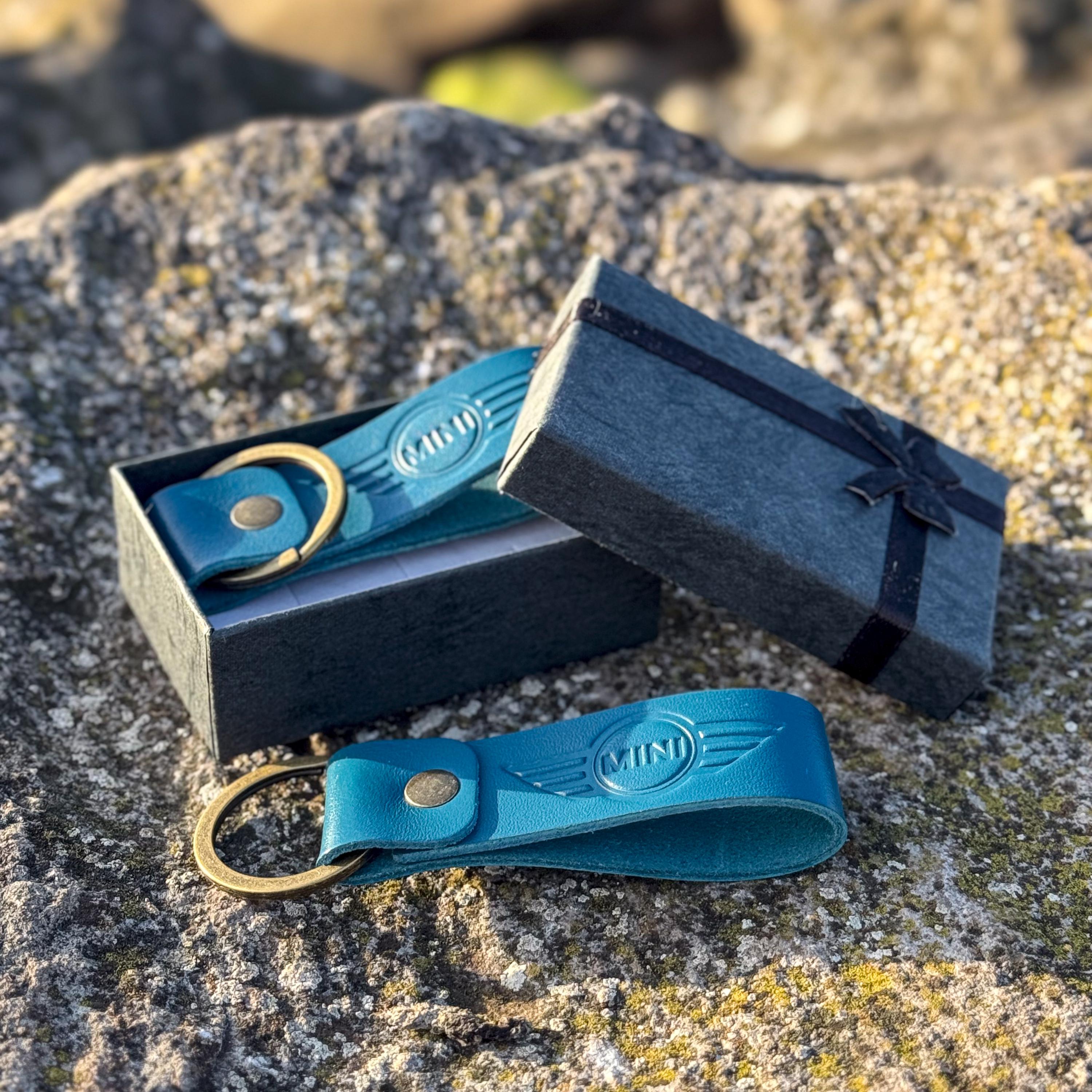 Personalized Leather Keyring Mini Cooper inspired
