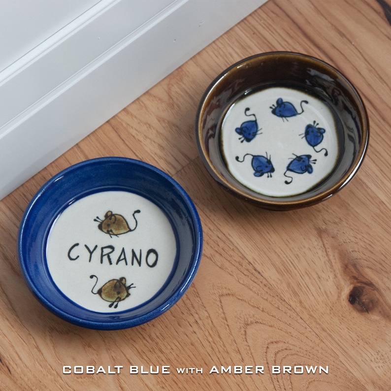 Cat Dishes/ Set of Two 2 / Food and Water / Personalized With Etsy