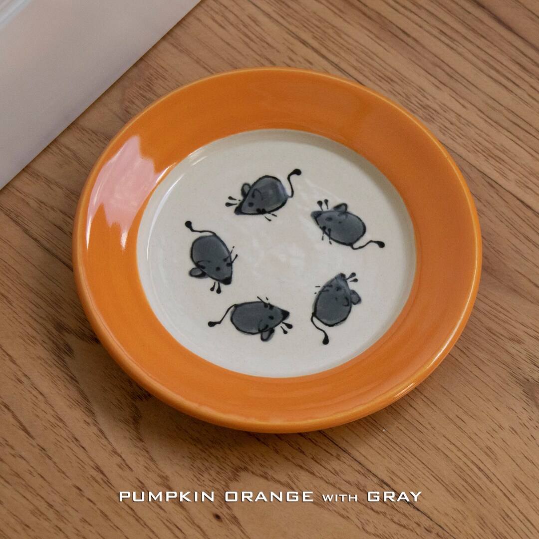 Cat Food Saucer / Small Small / for Moist Cat Food / Mouse Pattern