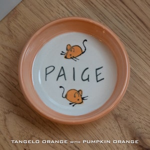 Cat Food Bowl / Small Food Dish / Personalized / Choice of Colors / Mice / Gift for Cat / Gift for Cat Owner / Gift Under 30