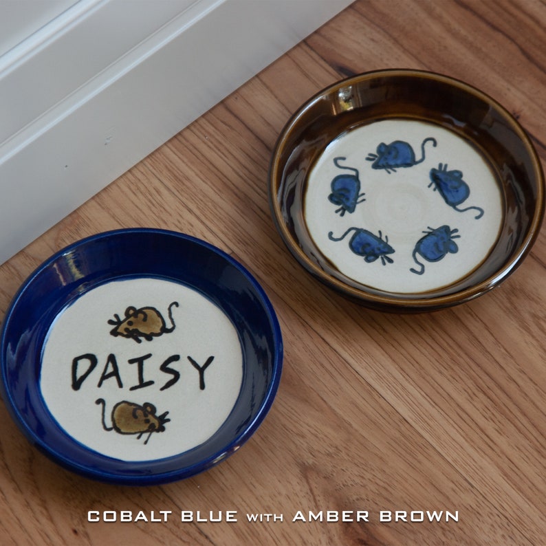 Cat Dishes/ Set of Two 2 / Food and Water / Personalized With Etsy