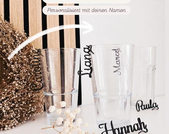 Namensschild zum Einhängen | Glasmarkierer | Platzkarte | Geschenkidee | Gastgeschenk Hochzeit | Mädelsabend | Geburtstag | Taufe