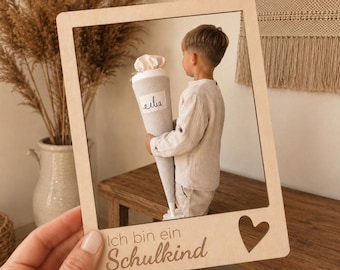 Polaroid Rahmen aus Holz Ich bin ein Schulkind | Geschenk zur Einschulung | Erinnerung an den 1.Schultag | Einschulung 2026 | Geschenkidee