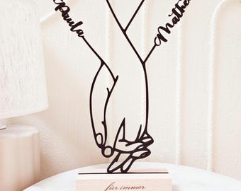 Personalisiertes Hochzeitsgeschenk | Line Art Hände mit Namen | Verlobung & Valentinstag | 3D Druck Geschenk | Geschenk zur Hochzeit