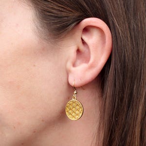 Flower of Life earrings in gold - drop earrings - sacred geometry - flower of life stud earrings