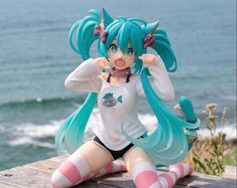 Statuetta di Hatsune Miku Neko, Kawaii Vocaloid, statua anime per collezionisti, decorazione da scrivania, regalo otaku
