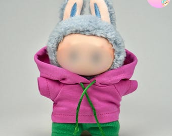 Handmade 7 inch Doll Hoodie Set, Plush Clothes