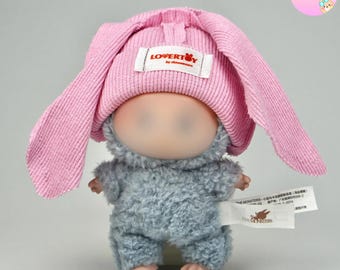 Handmade Bunny Ear Beanie, 7 inch Doll Clothes
