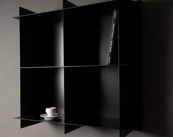 Estante cúbico modular de aluminio: organizador de almacenamiento minimalista moderno sin herramientas