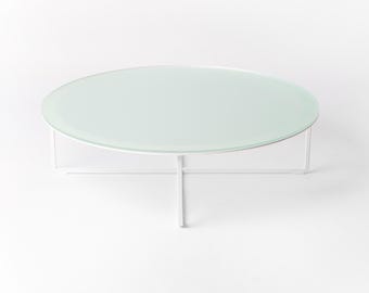 Base de mesa de centro con marco en cruz, patas de metal modernas para superficie redonda, perfil bajo