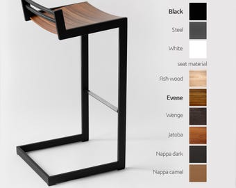 Taburete de bar de metal con respaldo, silla ergonómica de cocina industrial