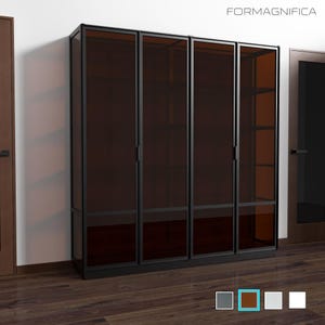 Black Steel & Glass Display Cabinet: Modern Industrial Vitrine