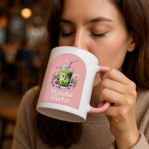 Matcha Mug, Pink Girlie Matcha Cup - the perfect companion for your Matcha Bowl Set or Matcha Tea Set - Coffee Mug - Floral Matcha Latte Mug