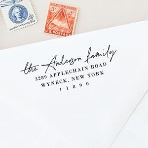 Custom Calligraphy Return Address Stamp: Elegant Personalized Rubber Stamp