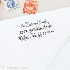 Custom Calligraphy Return Address Stamp: Personalized Rubber Stamp