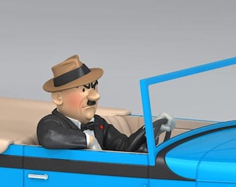 HACHETTE Tintin Car 1/24 #46 Gibbons Decapotable Bleu: Blue Lotus Rare Model Voiture Figure