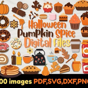 Fichiers numériques citrouille épicée, SVG PNG DXF, Clipart, fichiers coupés, Cricut, imprimable, confortable, automne, automne, boulangerie, desserts, cidre, tarte, café
