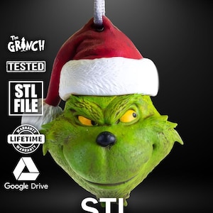 Grinch Tree Ornament STL File – Christmas Villain 3D Print Model – Santa – Funny Holiday Decor – Grinch Collectible