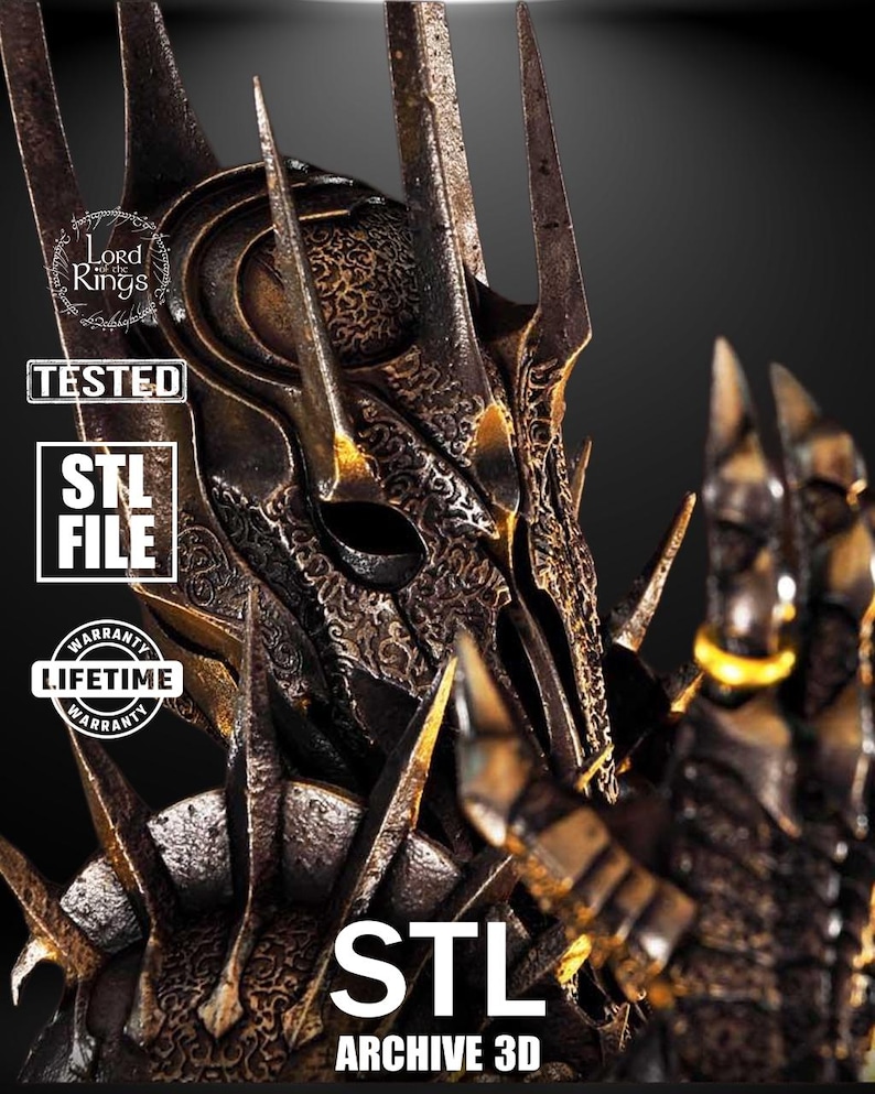 A towering armored warlord with a spiked crown raises his gauntlet toward the sky. His cape flows over black iron armor. He stands atop a rocky base scattered with skulls and shattered weapons, evoking fear and power in a cinematic villainous pose.