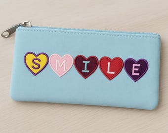 Mini Heart Letter Iron On Patch: Personalized Coquette Embroidery