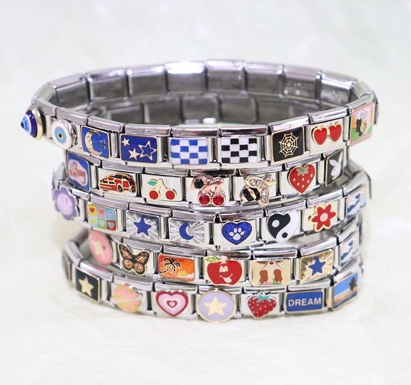 Custom Silver Italian Charm Bracelets, Italy  Vintage Bracelets, Personalized Italian Bracelets,Gifts for Her,Birthday gift,Christmas gift