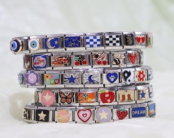 Custom Silver Italian Charm Bracelets, Italy  Vintage Bracelets, Personalized Italian Bracelets,Gifts for Her,Birthday gift,Christmas gift