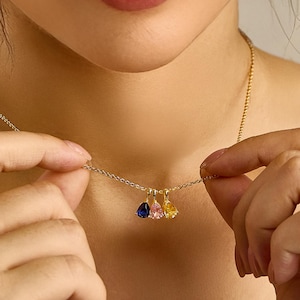 Custom Birthstone Necklace, 14K Gold Diamond Necklace, Anniversary Family Gift for Mom, Bridal Gift for Grandma, Birthday Day Gift for Her,