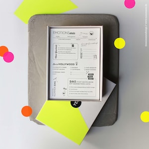 Gästebuch – Neon | Fragekarten zum Geburtstag, neongelb | A5 mit Box & Sticker