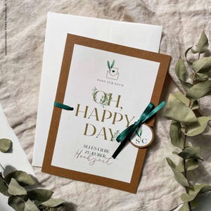 Glückwunschkarte zur Hochzeit | Greenery Design mit aquarellierten Blättern | A5 mit Kuvert