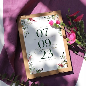 Gästebuch zur Hochzeit– Rose | Fragekarten zum Ausfüllen | Aquarellierte Blumen & Blätter, peronalisierbar | A5