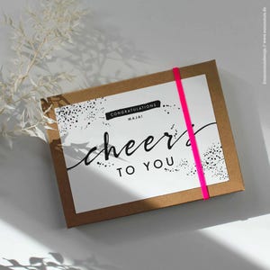 Geschenkschachtel | Glückwunschkarte für ein Geldgeschenk zum Schulabschluss, Abitur, Bachelor, Master, … | Cheers to you | ca. A5