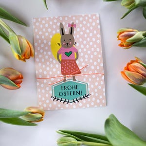 Postkarte Osterhase – Mädchen | Osterkarte | Frühlingskarte | A6 mit Kuvert