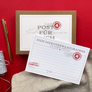 Gästebuch Alternative – Hochzeitstelegramm | Postkarten an das Brautpaar | A6 mit Geschenkschachtel
