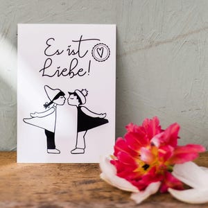 Postkarte – Kissing Dolls | Glückwunschkarte zur Hochzeit, zum Valentinstag | A6 mit Kuvert