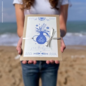 Glückwunschkarte zur Hochzeit – Blue | Mediterranes Design | A5 mit Kuvert