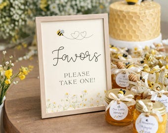 Bee Theme Party Table Signs, 4x6, 5x7, Instant Download, Canva Editable Template, First Birthday